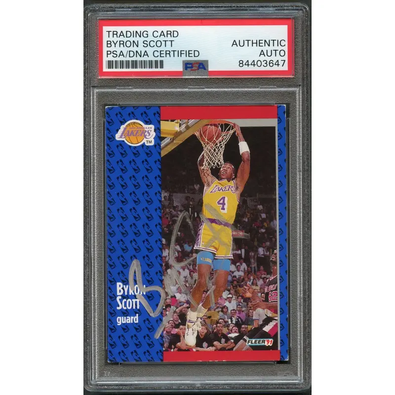 1991-92 Fleer Basketball #102 Byron Scott Signed Card AUTO PSA Slabbed Lakers