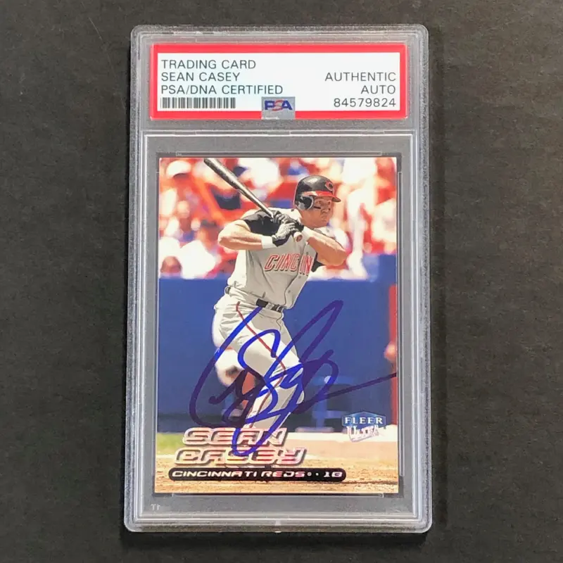 2000 Fleer Ultra #64 Sean Casey Signed Card PSA Slabbed Auto Reds