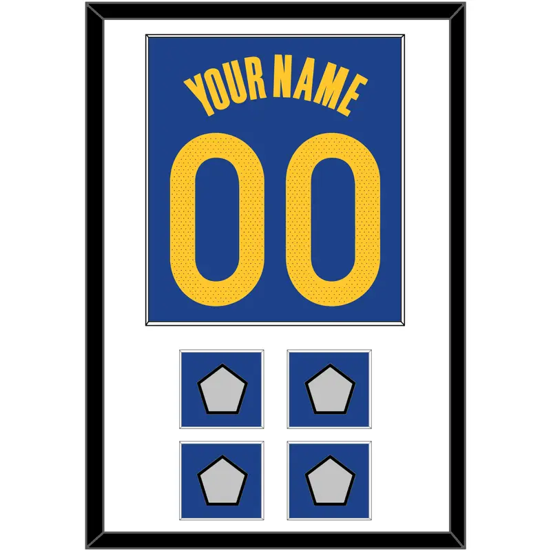 Golden State Name & Number With 4 Finals Patches - Blue Icon - Single Mat 1
