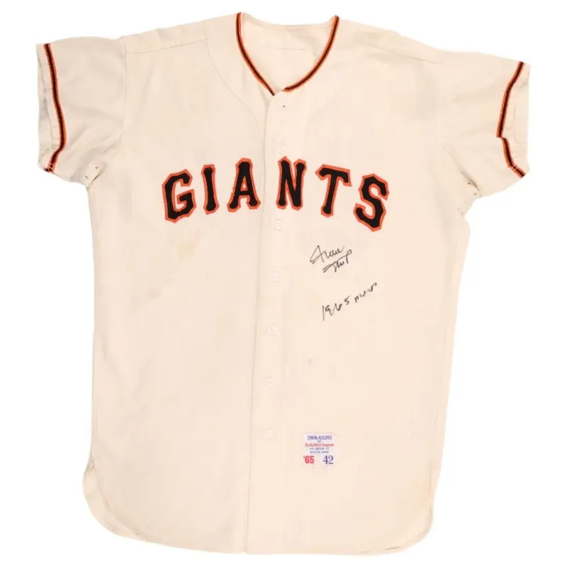Willie Mays 1965 MVP Signed San Francisco Giants Game Used Jersey PSA DNA COA