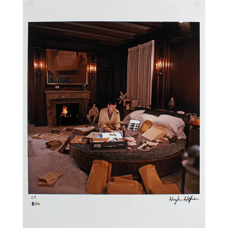Hugh Hefner Playboy Authentic Signed 16x20 Artist Proof Lithograph BAS #A05018