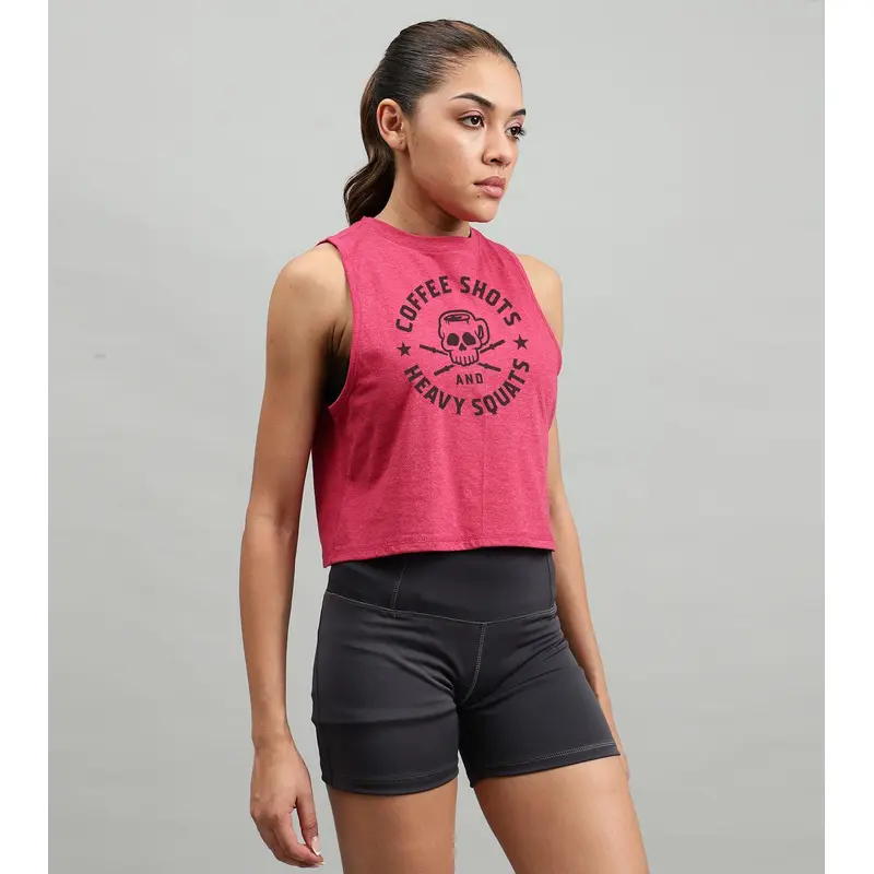 Women'S Crop Muscle Tank Top Coffee Wod Armour | Kibi Sports