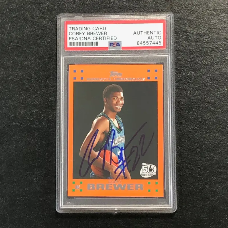2007-08 Topps #7 Corey Brewer Signed Card AUTO PSA Slabbed RC Timberwolves