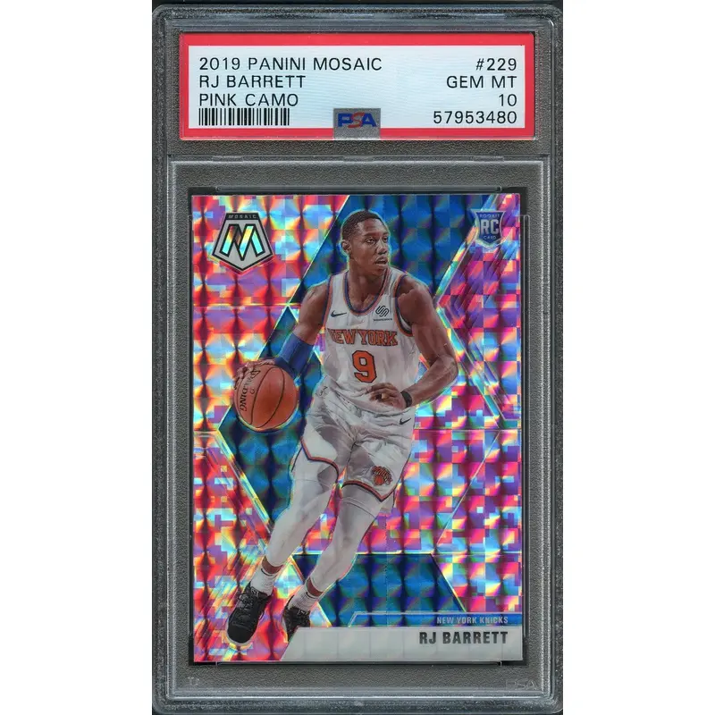 2019-20 MOSAIC Pink Camo #229 RJ BARRETT PSA 10 RC Knicks