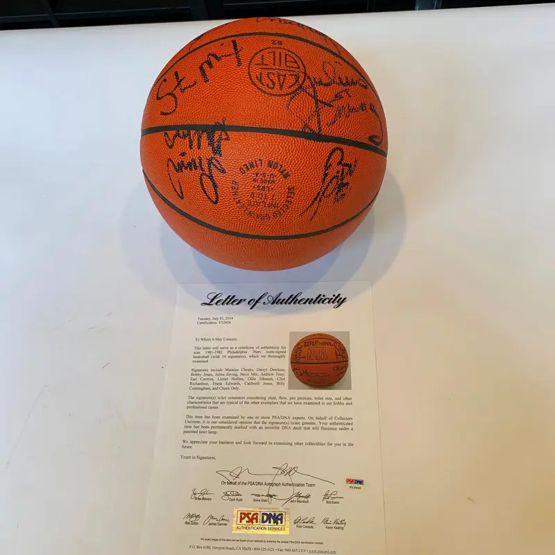 198182 Philadelphia 76ers Champions Team Signed Game Issued NBA Basketball JSA