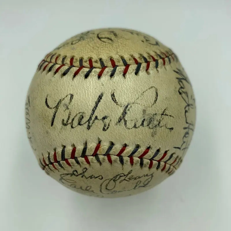 Stunning Babe Ruth & Lou Gehrig 1929 New York Yankees Team Signed Baseball JSA