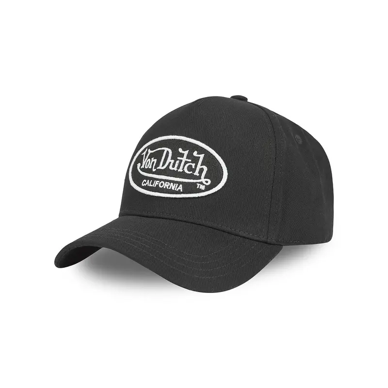 Von Dutch - Oval Patch - Black (White Logo) - A-Frame Cap