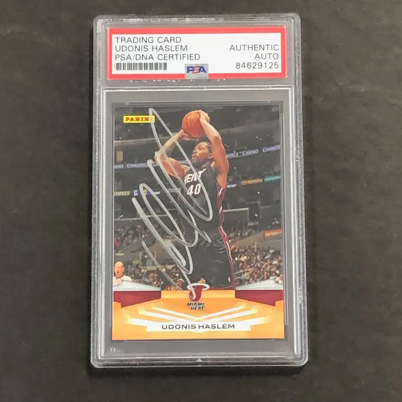 2009-10 Panini #133 Udonis Haslem Signed Card AUTO 10 PSA Slabbed Heat