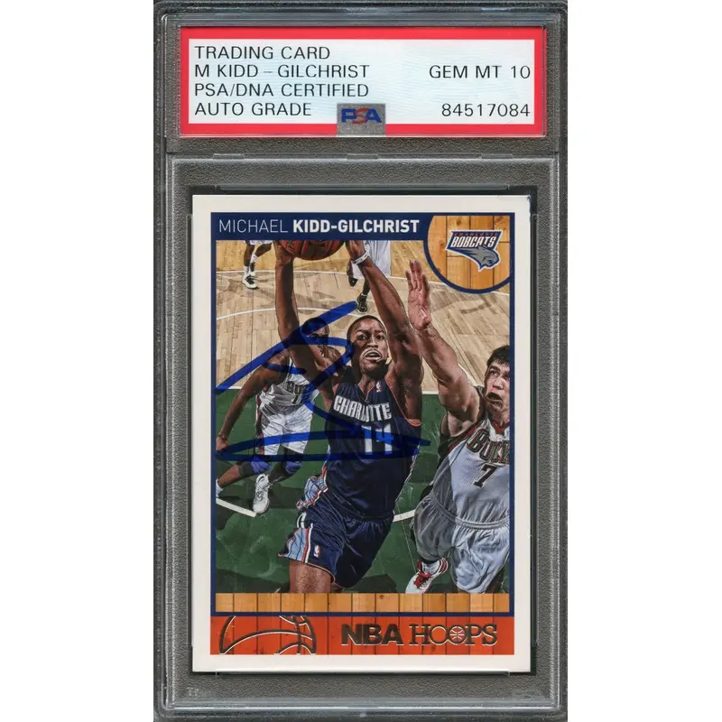 2013-14 NBA Hoops #51 Michael Kidd-Gilchrist Signed Card AUTO 10 PSA Slabbed Bobcats