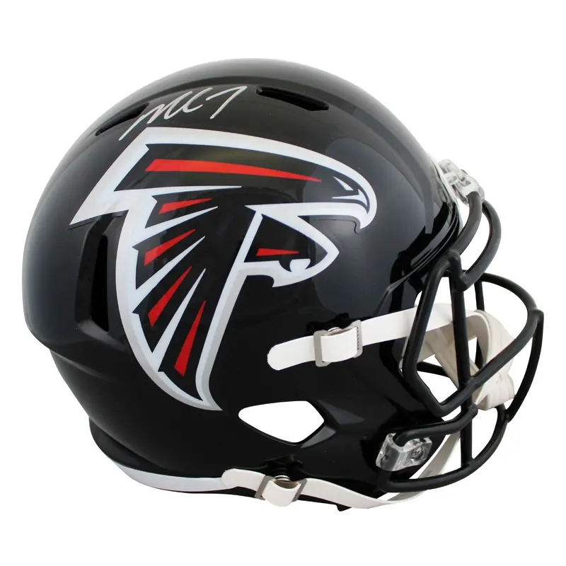 Falcons Michael Vick Signed 03-19 TB Full Size Speed Rep Helmet BAS Witness 2