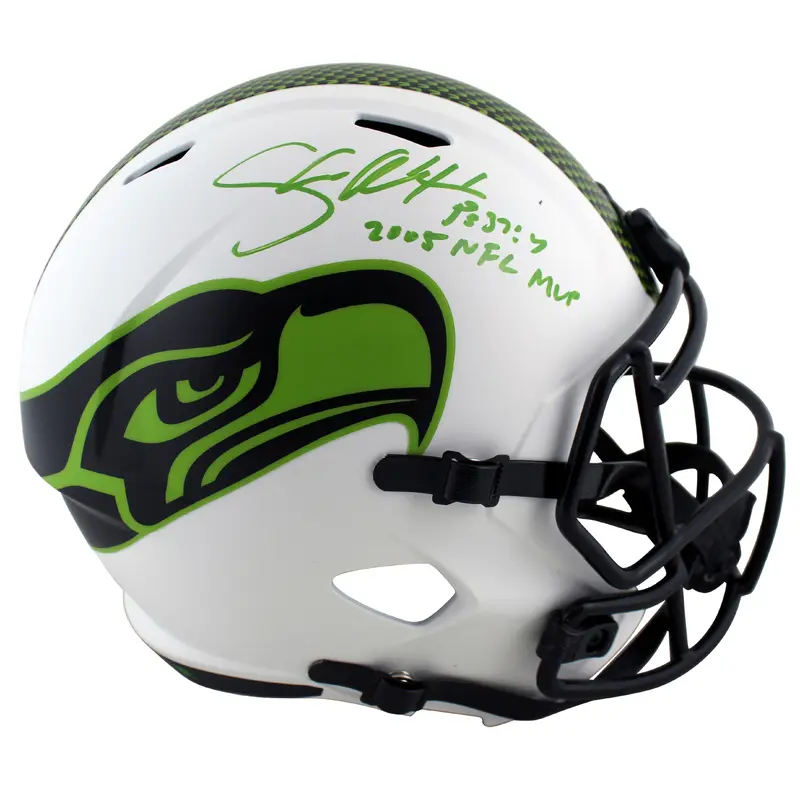 Seahawks Shaun Alexander NFL MVP Signed Lunar Full Size Speed Rep Helmet BAS Wit
