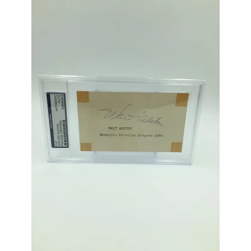 1956 Brooklyn Dodgers Walt Alston Signed Index Card PSA DNA