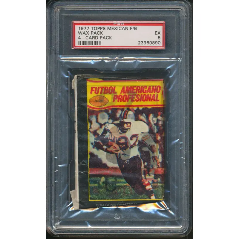 1977 Topps Football Unopened Mexican Wax Pack PSA 5 (4 Card)