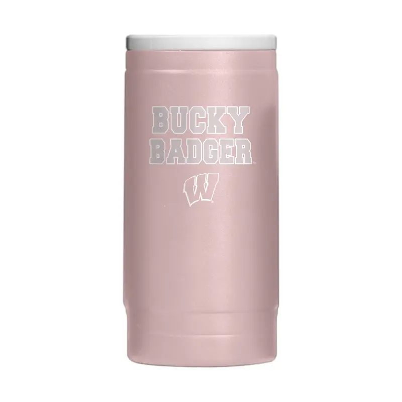 Wisconsin  Stencil Powder Coat Slim Can Coolie