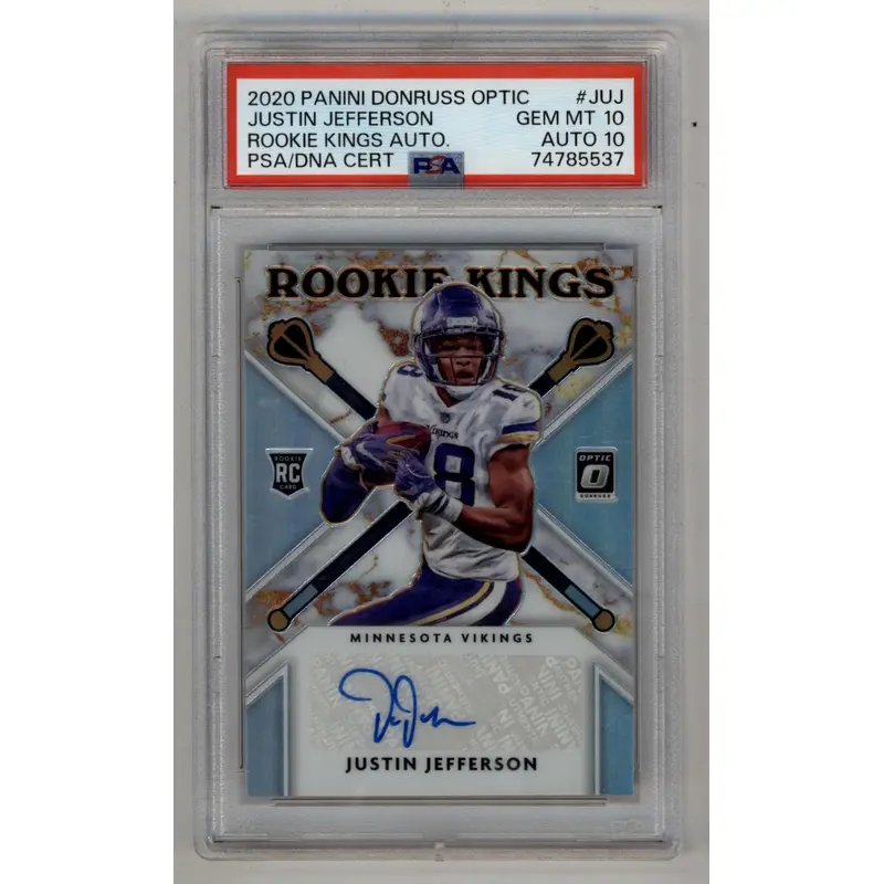 Justin Jefferson 2020 Donruss Optic Rookie Kings Auto 20/49 PSA 10 Gem Mint Auto 10