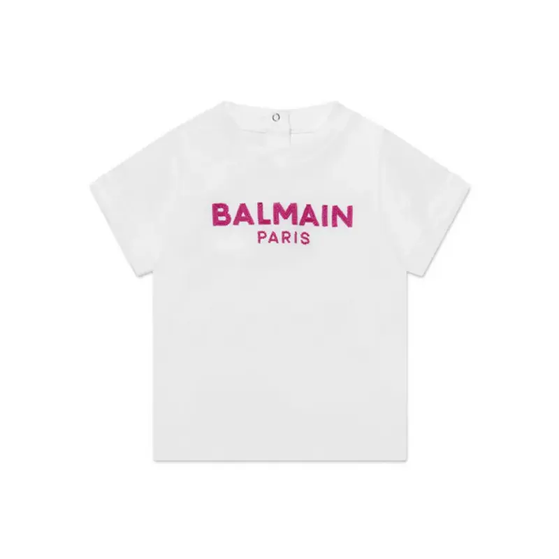 BALMAIN T SHIRT BABY SS TEE W/ SMALL LOGO ON CHEST BT8531 100FU