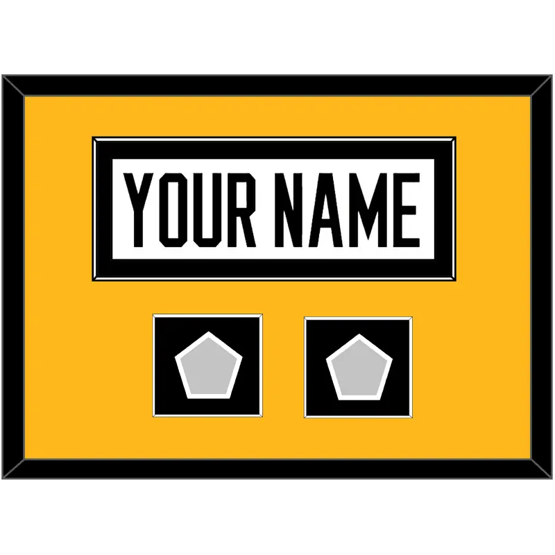 Pittsburgh Nameplate & 2 Stanley Cup Finals Patches - Home White (1988-1992) - Single Mat 2