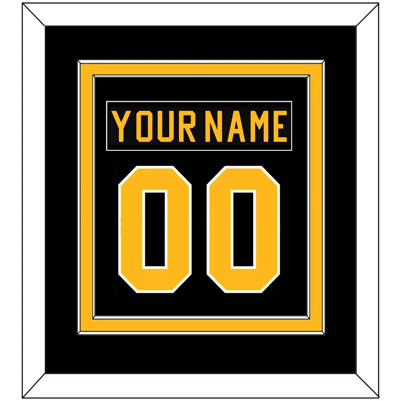 Pittsburgh Nameplate & Number (Back) Combined - Road Black (1981-1984) - Double Mat 2