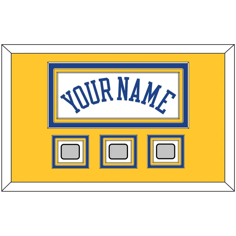 Golden State Name & 3 Champions Patches - Home White (2010-2019) - Triple Mat 3