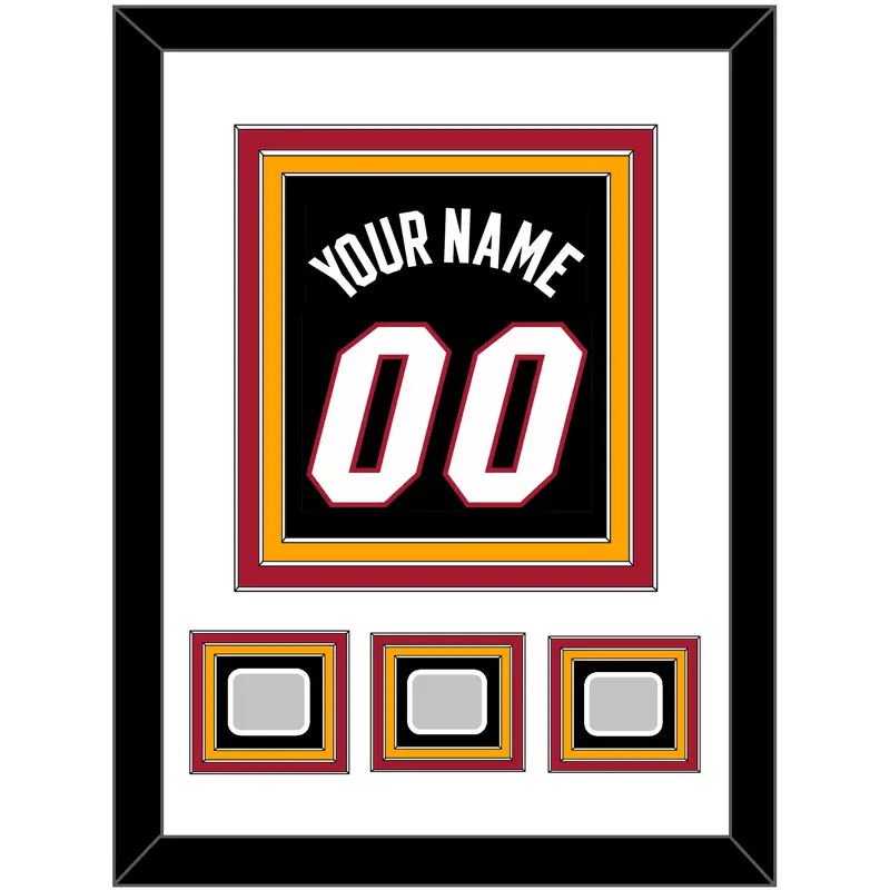 Miami Name & Number With 3 Finals Patches - Road Black (1999-2008) - Triple Mat 2