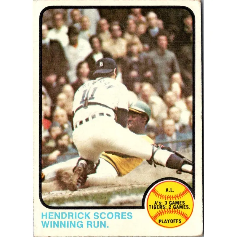 1973 Topps Hendrick Scores Winning Run #201
