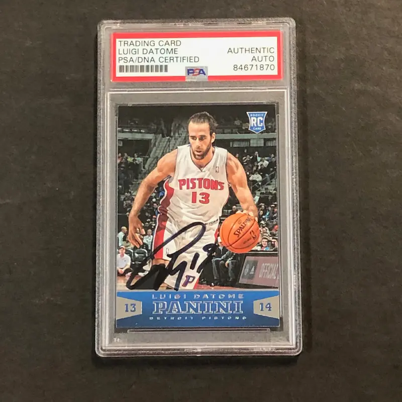 2013-14 Panini #180 Luigi Datome Signed Card PSA Slabbed RC Pistons