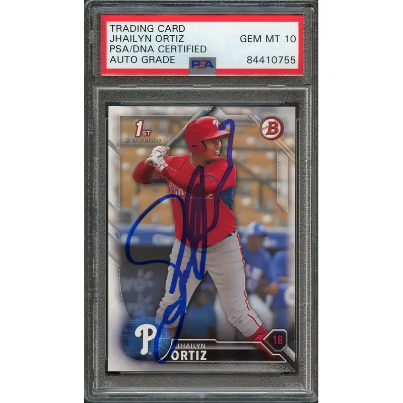 2016 Bowman #BP31 Jhailyn Ortiz Signed Card PSA Slabbed Auto Grade 10 Phillies