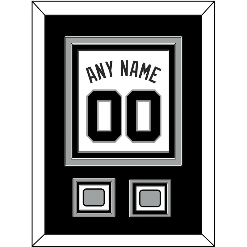 San Antonio Name & Numbers With 2 Finals Patches - Home White (1989-2002) - Triple Mat 2