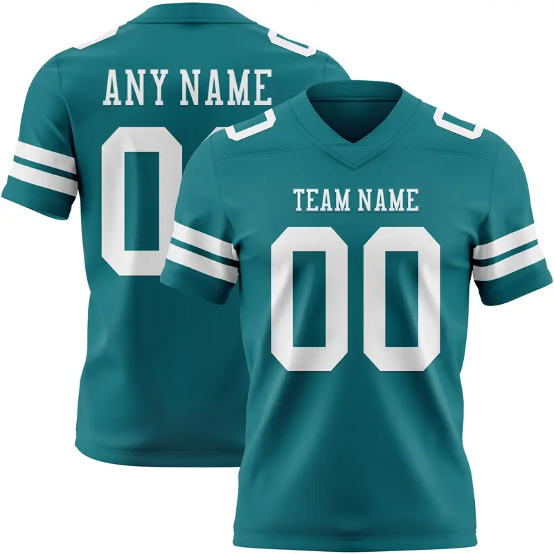 Custom Teal White Mesh Authentic Football Jersey