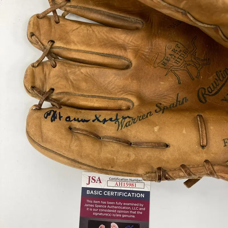 Warren Spahn Signed 1950's Game Model Baseball Glove JSA COA