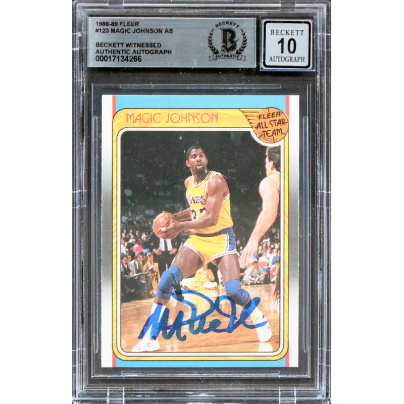 Lakers Magic Johnson Authentic Signed 1988 Fleer #123 Card Auto 10! BAS Slabbed