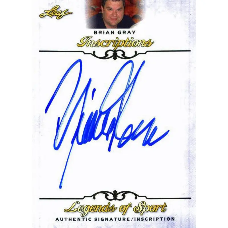 Leaf Brian Gray Authentic Signed 2015 Legends of Sport Inscrip. Card Full Name
