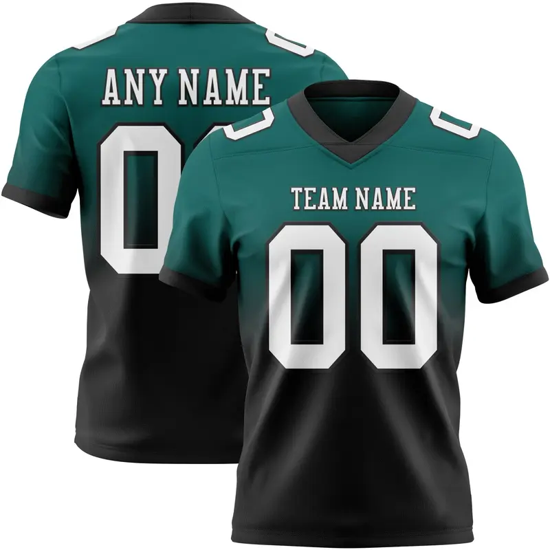 Custom Midnight Green White-Black Mesh Authentic Fade Fashion Football Jersey