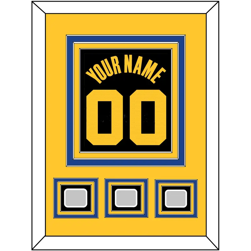 Golden State Name & Number With 3 Champions Patches - Black City (2021-2022) - Triple Mat 4
