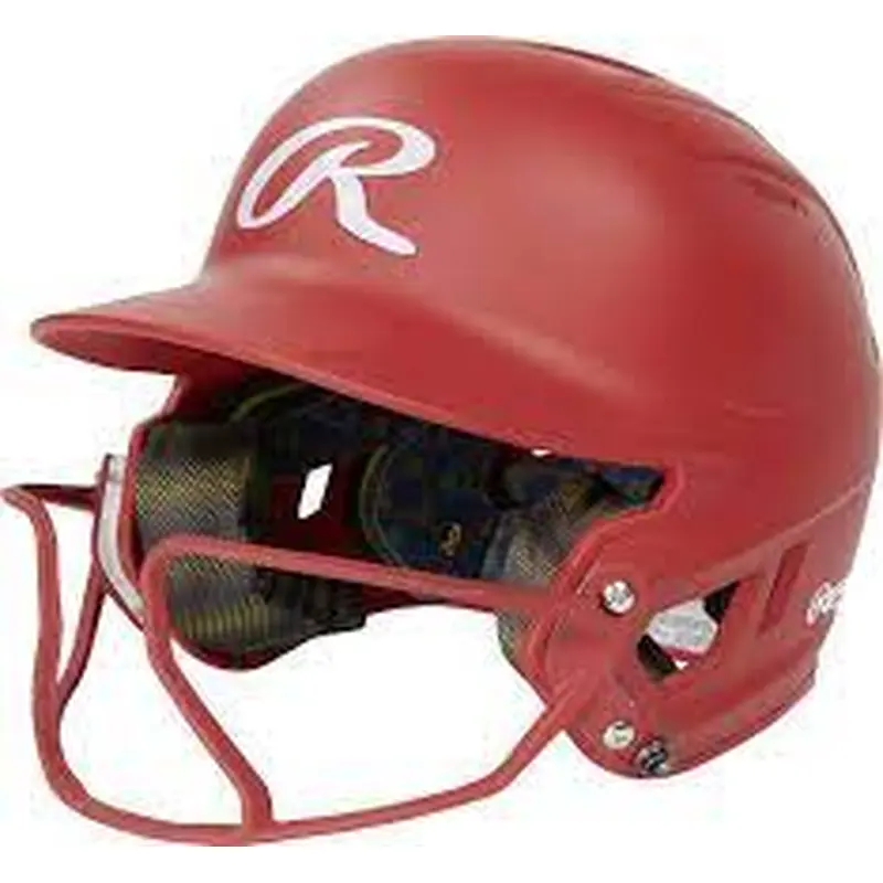 New Rawlings Mach Hi-Viz Red Softball Helmet - Size Senior