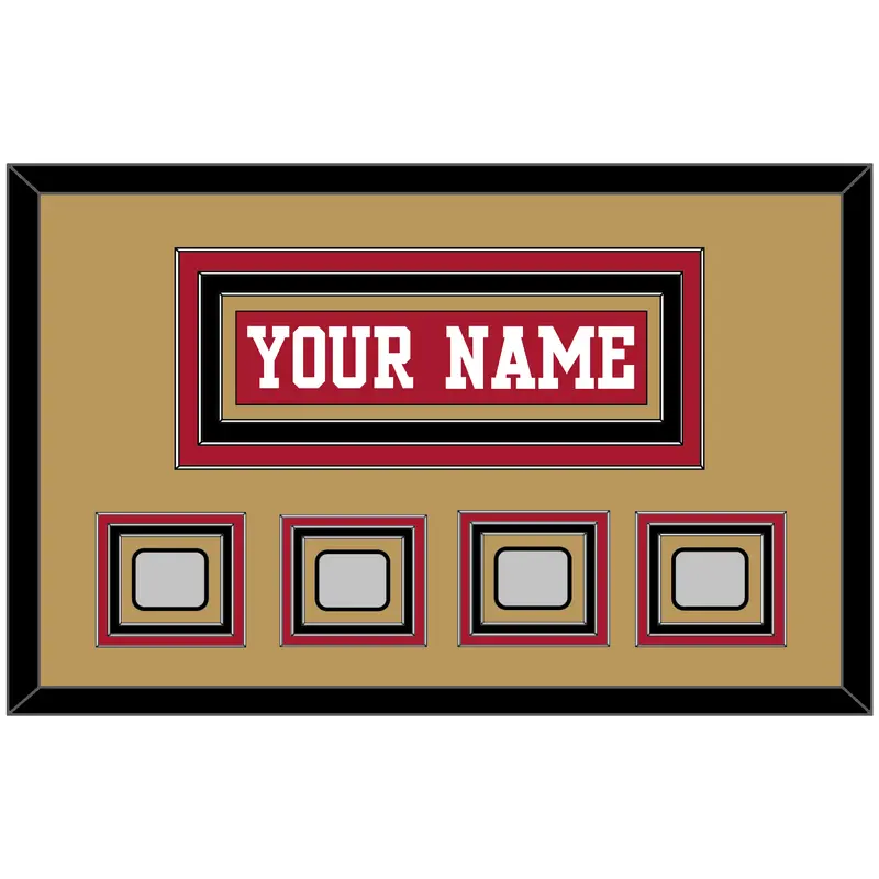 San Francisco Nameplate & 4 Super Bowl Patches - Home Red - Triple Mat 5