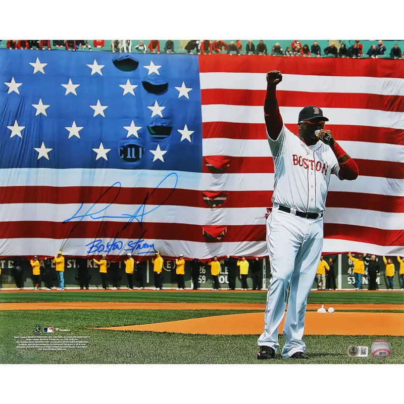 Red Sox David Ortiz "Boston Strong" Signed 16x20 Horizontal Photo BAS Witnessed