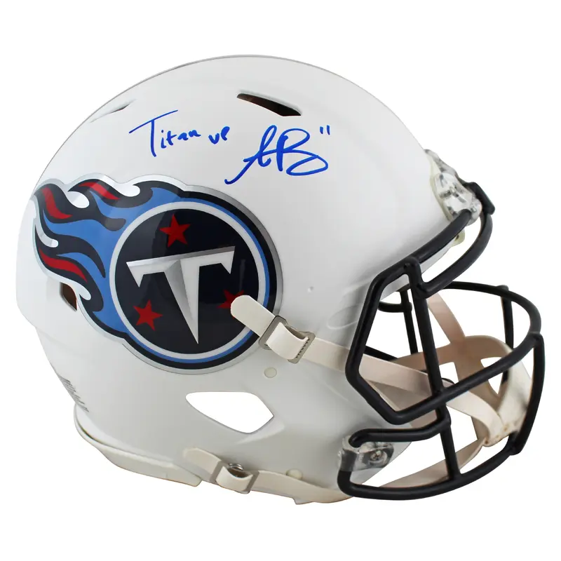 Titans A.J. Brown Titan Up Signed Flat White Full Size Speed Proline Helmet BAS