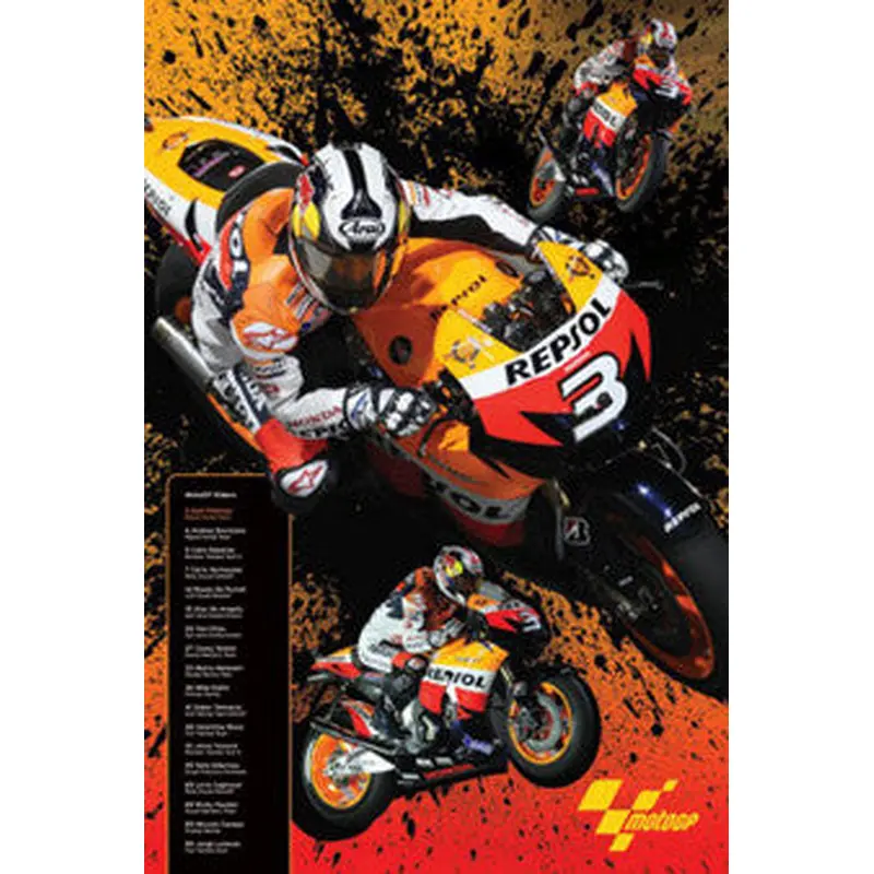 Dani Pedrosa MotoGP "Super Action" Motorcycle Racing Poster - Pyramid 2009
