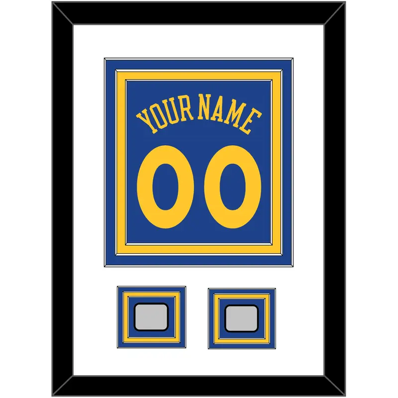 Golden State Name & Number With 2 Champions Patches - Road Blue (2010-2019) - Triple Mat 1