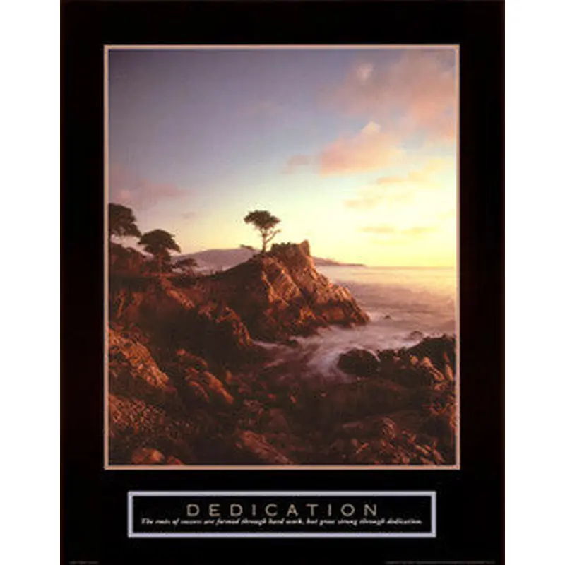 Lone Cypress Tree "Dedication" Motivational Poster - Front Line