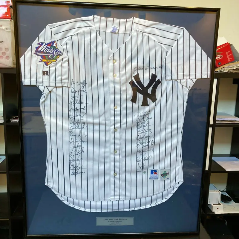1999 Yankees Team Signed World Series Jersey Derek Jeter Mariano Rivera JSA COA