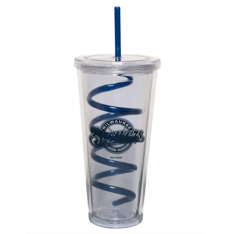 Milwaukee Brewers - Logo 22 oz Acrylic Tumbler With Swirl Straw