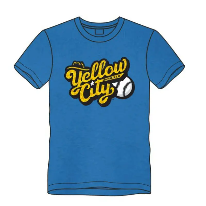 Amarillo Sod Poodles Yellow City Blue Texas Pattern Tee