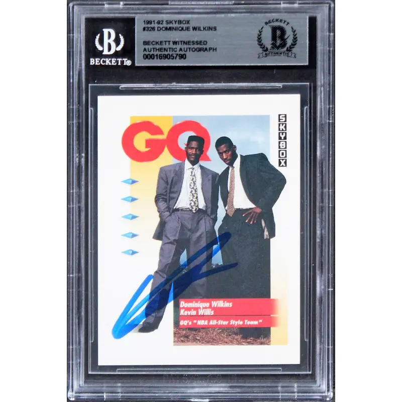 Hawks Dominique Wilkins Authentic Signed 1991 Skybox #326 Card BAS Slabbed