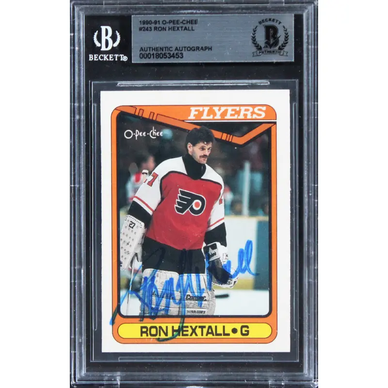 Flyers Ron Hextall Authentic Signed 1990 O-Pee-Chee #243 Card BAS Slabbed
