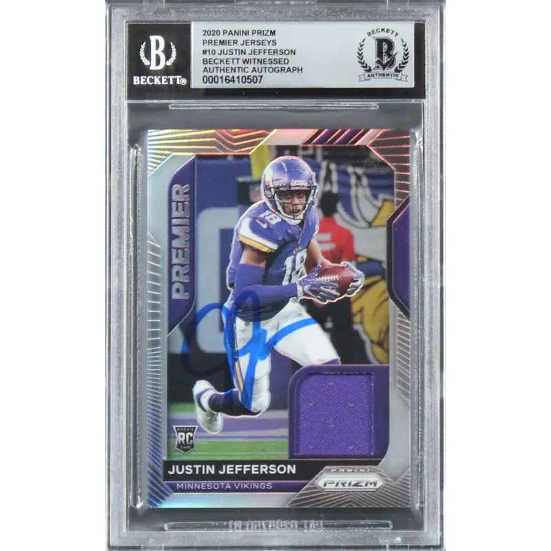 Justin Jefferson Signed 2020 Panini Prizm PJ #10 Rookie Card Auto 10 BAS Slabbed