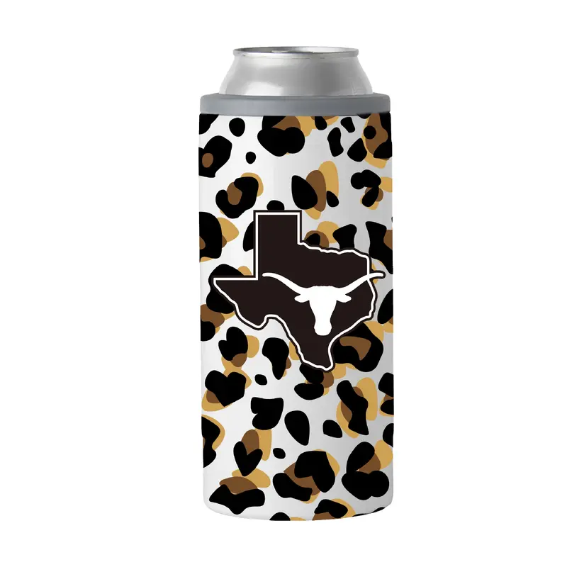 Texas 12oz Neutral Leopard Slim Can Coolie