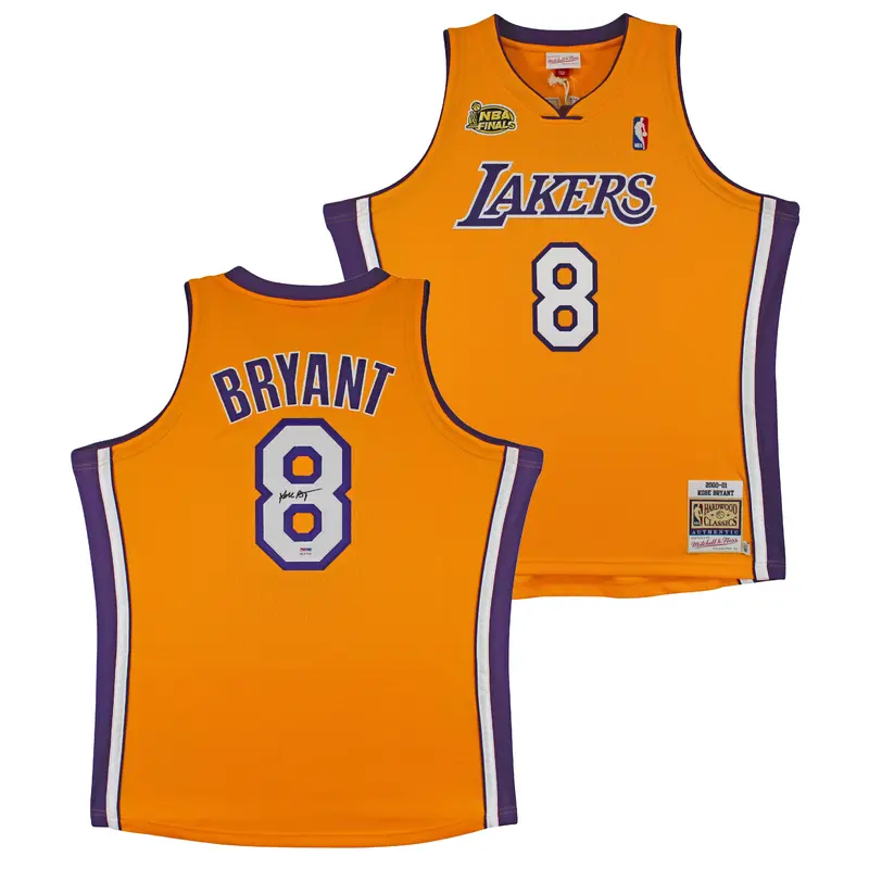 Lakers Kobe Bryant Signed Yellow M&N 2000-01 HWC Authentic Jersey PSA #B11733