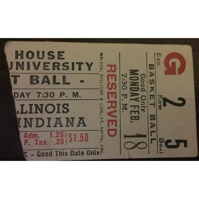 1952 Illinois vs Indiana University Basketball Ticket Stub